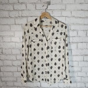 EXPRESS Paisley Button-Up Portofino Blouse, S